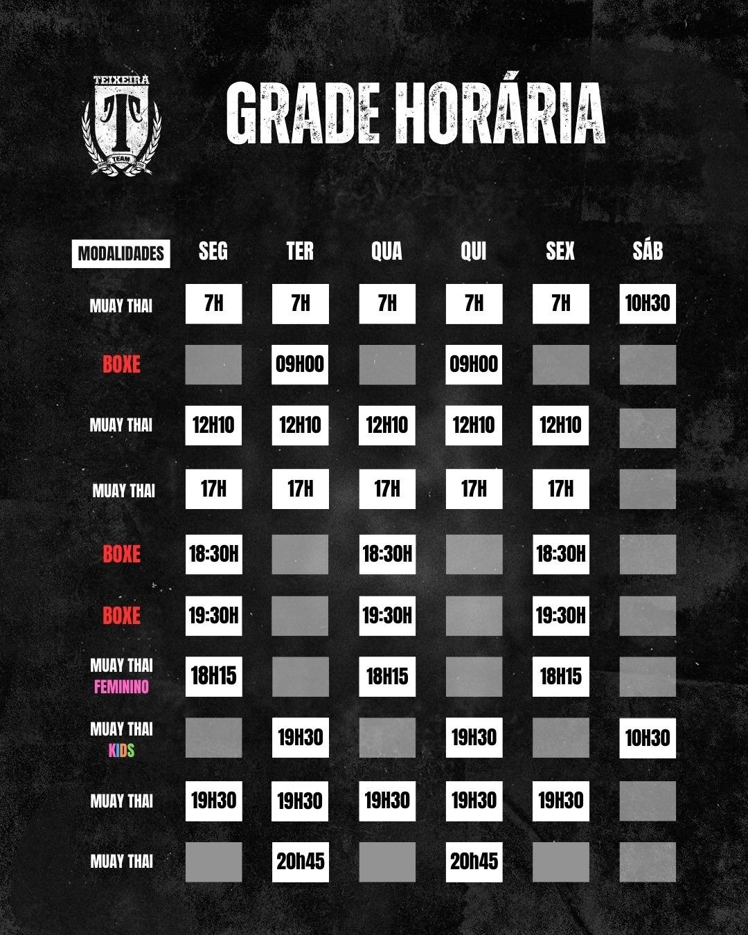 Grade Horária Teixeira Team